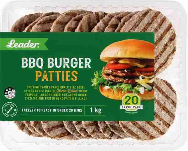 Leader BBQ Beef Burger Patties 20pk